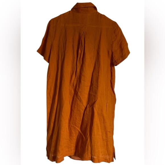 Anthropologie Maeve Lace Up Linen Dress in Mango Size 6 - Picture 8 of 9